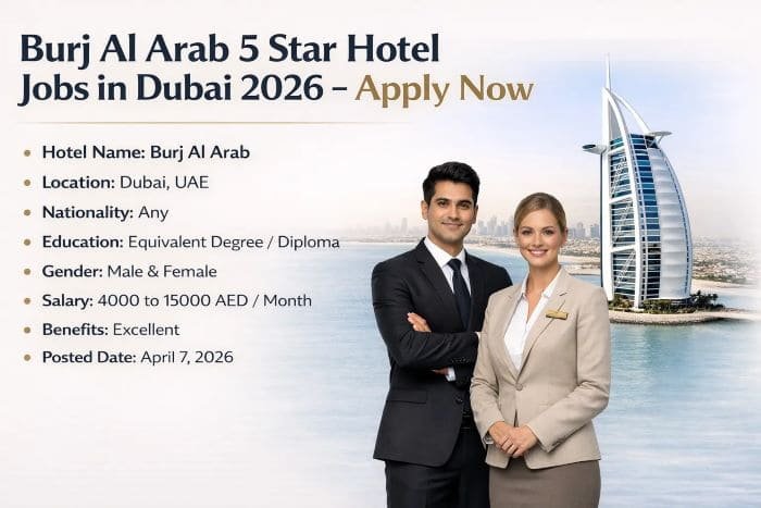 Burj Al Arab 5 Star Hotel Jobs in Dubai 2026 – Apply Now