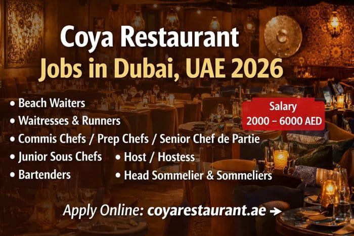 Coya Restaurant Jobs in Dubai UAE 2026 – Apply Online Today