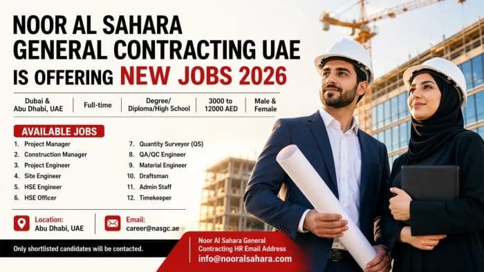 Noor Al Sahara General Contracting UAE Jobs 2026