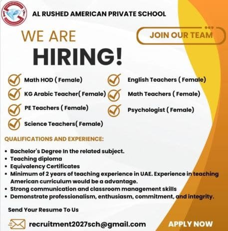 Al Rushed American Private School Careers UAE 2026 – Teaching Jobs in UAE 2 Screenshot 2026 05 18